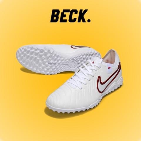 Giày Bóng Đá Nike Tiempo Legend 10 Pro Trắng Vạch Đỏ Lưỡi Gà Liền HQ TF