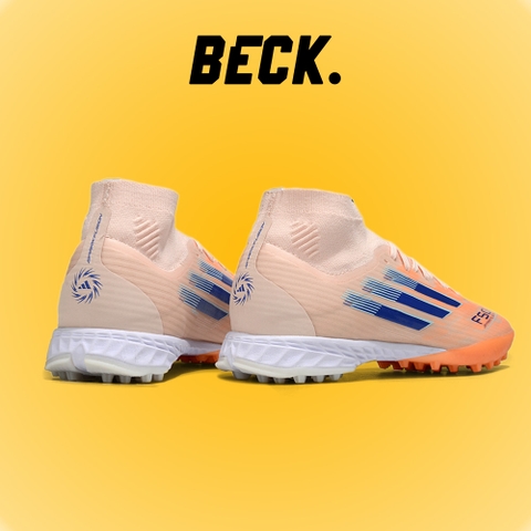 Giày Bóng Đá Adidas F50 Elite Mid Cam Vạch Xanh Biển Cổ Cao TF