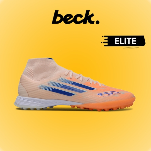 Giày Bóng Đá Adidas F50 Elite Mid Cam Vạch Xanh Biển Cổ Cao TF