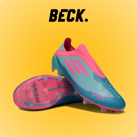 Giày Bóng Đá Adidas F50 Elite Laceless MESSI MIAMI Xanh Biển Vạch Hồng Không Dây FG