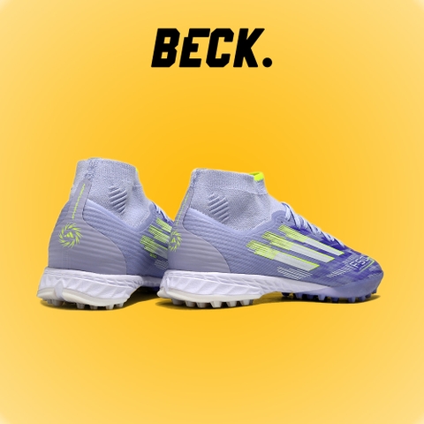 Giày Bóng Đá Adidas F50 Elite Mid Tím Vạch Xanh Lá Cổ Cao TF