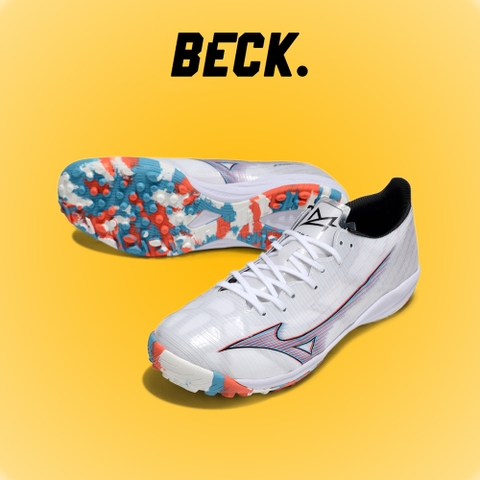 Giày Bóng Đá Mizuno Alpha Elite Trắng Xám Đế Đệm TF