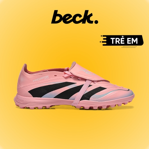 Giày Bóng Đá Trẻ Em Adidas Predator 25 Elite Lưỡi Gà Gập Dây Chun Hồng Xám TF