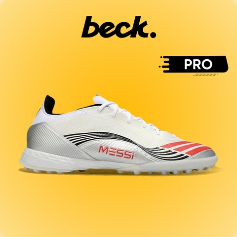 Giày Bóng Đá Adidas F50 PRO MESSI Trắng Xám Đỏ HQ TF