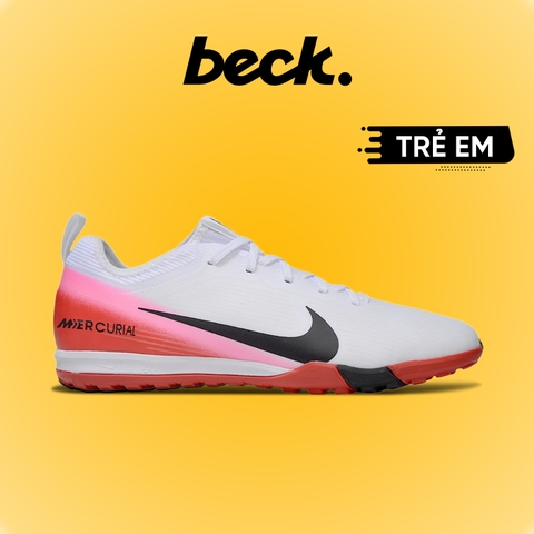 Giày Bóng Đá Trẻ Em Nike Mercurial Vapor 16 Pro V2 Trắng Đế Đỏ Cổ Lửng TF