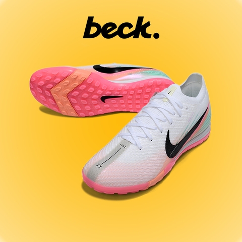 Giày Bóng Đá Trẻ Em Nike Mercurial Vapor 16 Elite SK Trắng Hồng Gót Xanh Cổ Lửng TF
