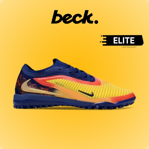 Giày Bóng Đá NIke Phantom 6 Elite Erling Haaland Cam Vàng Gót Xanh Navy Cổ Lửng HQ TF