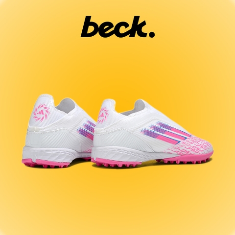 Giày Bóng Đá Adidas F50 Elite Laceless Trắng Vạch Hồng Không Dây HQ TF