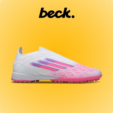 Giày Bóng Đá Adidas F50 Elite Laceless Trắng Vạch Hồng Không Dây HQ TF
