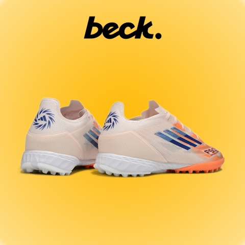 Giày Bóng Đá Adidas F50 PRO Cam Vạch Xanh Biển Lưỡi Gà Liền HQ TF