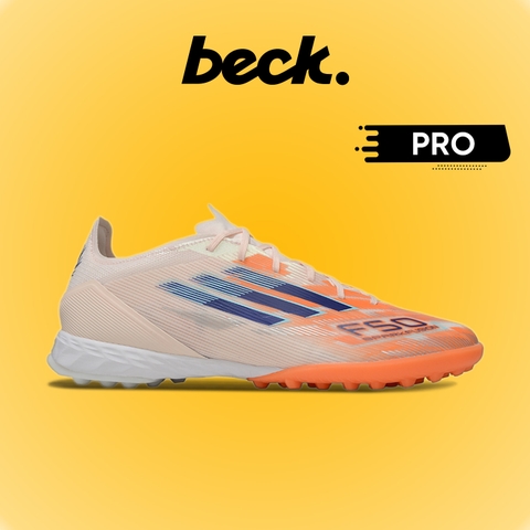 Giày Bóng Đá Adidas F50 PRO Cam Vạch Xanh Biển Lưỡi Gà Liền HQ TF