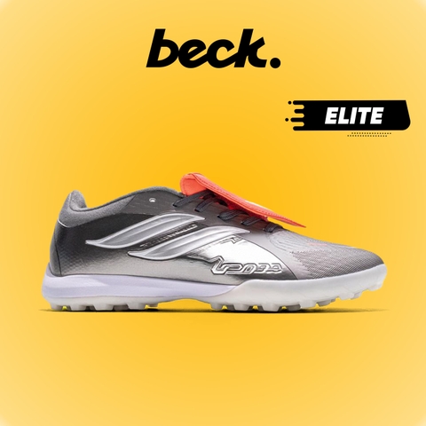 Giày Bóng Đá Adidas Predator 26 Elite Xám Đỏ Lưỡi Gà Lật TF