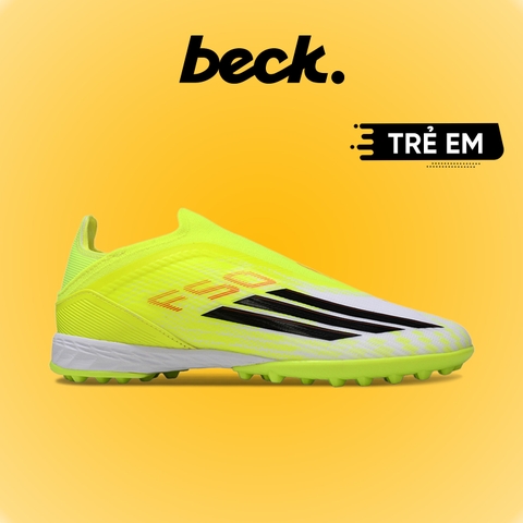 Giày Bóng Đá Trẻ Em Adidas F50 Elite LL Nõn Chuối Vạch Đen Không Dây TF