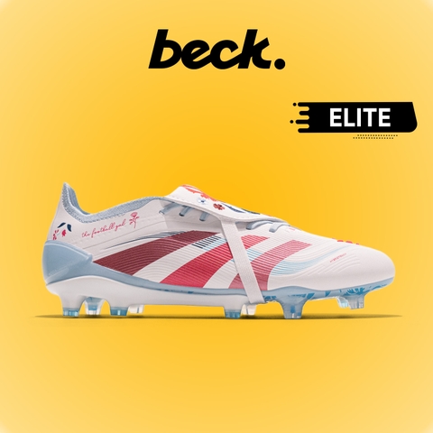 Giày Bóng Đá Adidas Predator 25 Elite Tongue Lưỡi Gà Gập Trắng Xanh Vạch Hồng HQ FG