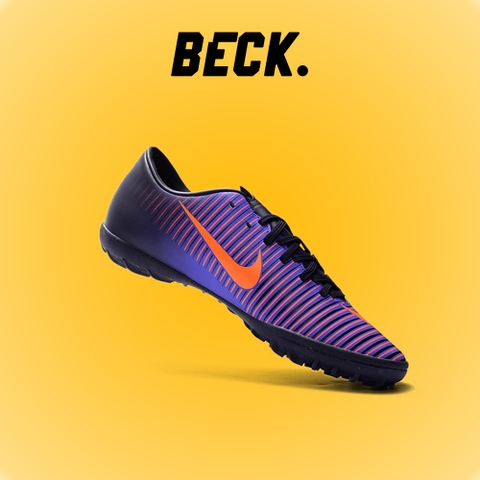 Giày Bóng Đá Nike Mercurial Vic 6 Tím Vạch Cam Lưỡi Gà Liền TF