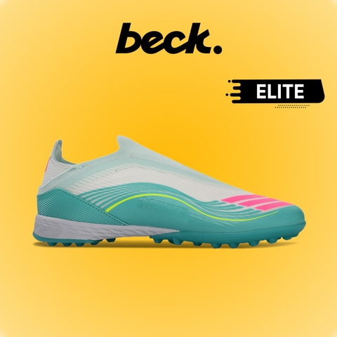 Giày Bóng Đá Adidas F50 Elite LL Messi Trắng Xanh Ngọc Không Dây TF