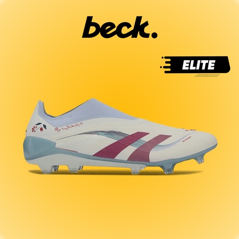 Giày Bóng Đá Adidas Predator 25 Elite LL Trắng Xanh Vạch Đỏ Không Dây FG