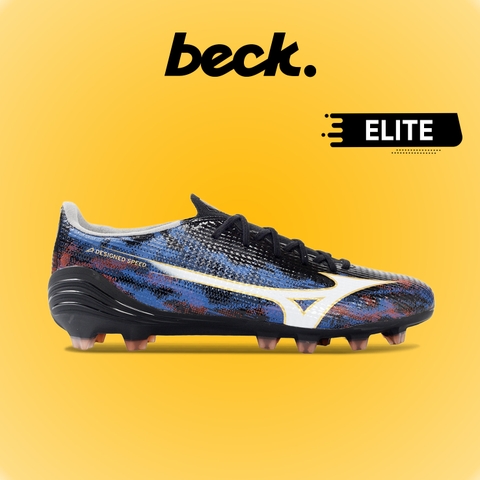 Giày Bóng Đá Mizuno Alpha III Elite Đen Xanh Đỏ Lưỡi Gà Liền FG
