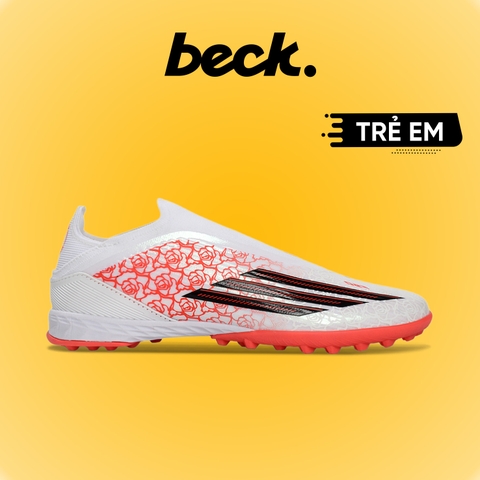 Giày Bóng Đá Trẻ Em Adidas F50 Elite LL Lamine Yamal Hoa Hồng Trắng Đỏ Không Dây TF