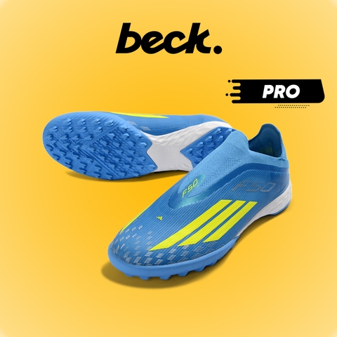 Giày Bóng Đá Adidas F50 Pro LL Xanh Biển Vạch Chuối Không Dây TF
