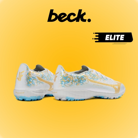 Giày Bóng Đá Mizuno Alpha 3 Elite Felix Trắng Xanh Vàng Đế Đệm TF