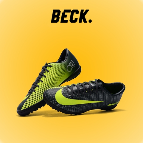 Giày Bóng Đá Nike Mercurial Vic 6 CR7 Đen Xanh Chuối Lưỡi Gà Liền TF
