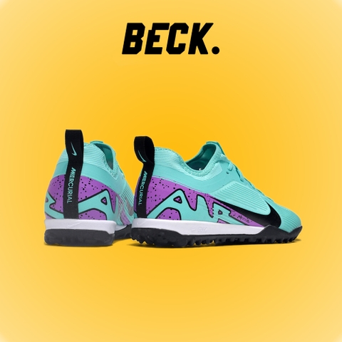 Giày Bóng Đá Trẻ Em Nike Mercurial Vapor 15 Pro Xanh Ngọc Gót Tím Cổ Lửng V2 TF
