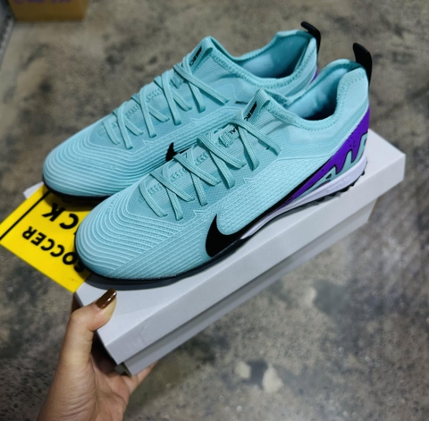 Giày Bóng Đá Nike Mercurial Vapor 15 Pro Xanh Ngọc Gót Tím Cổ Lửng HQ TF