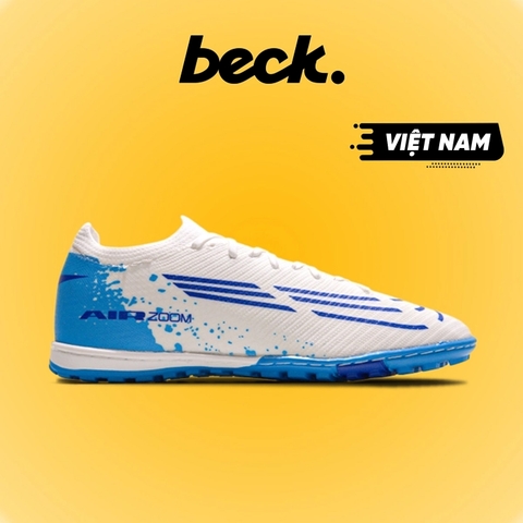 Giày Bóng Đá Winbro Mercurial Vapor 16 Elite Vải Dệt TF - Trắng Gót Xanh Biển