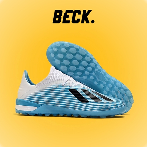 Giày Bóng Đá Adidas X 19.1 Xanh Biển Vạch Đen Gót Trắng TF