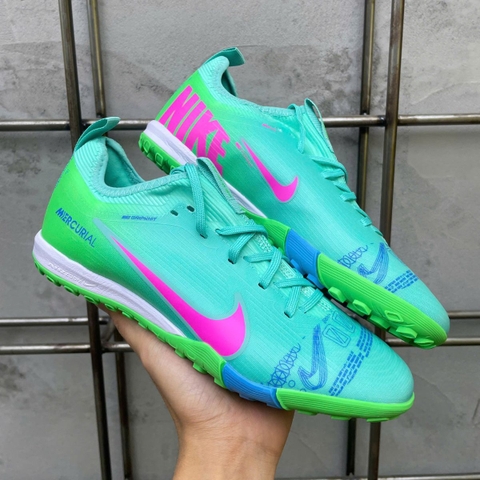 Giày Bóng Đá Nike Mercurial Vapor 16 Pro V2 Xanh Lá Vạch Hồng Cổ Lửng TF