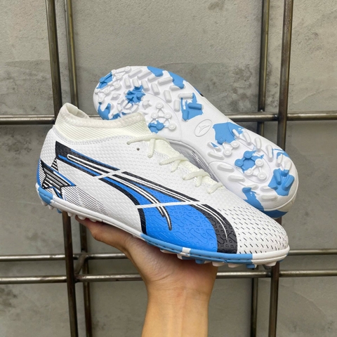 Giày Bóng Đá VN Puma Ultra 25 Cổ Cao - Trắng Xanh Biển