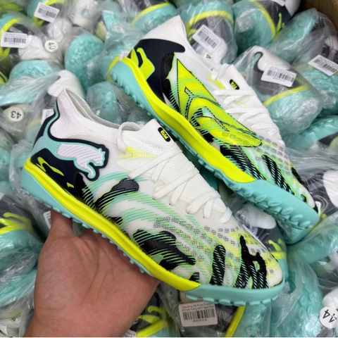 Giày Bóng Đá Puma Future 9 Ultimate Trắng Xanh Ngọc Đen Cổ Lửng TF