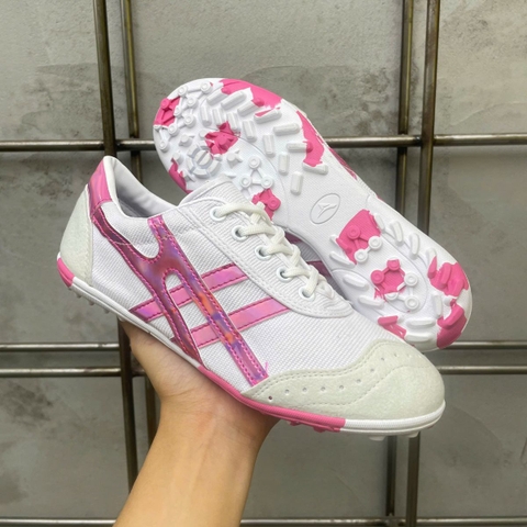 Giày Bóng Đá Bata Warrior Ráp Đế Rằn Ri TF - Trắng Hồng