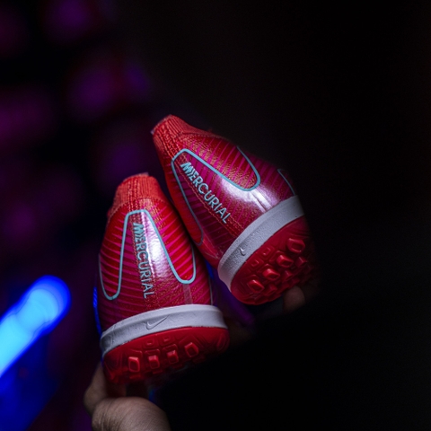 Giày Bóng Đá Trẻ Em Nike Mercurial Vapor 16 Elite Đỏ Hồng Vạch Xanh Ngọc Cổ Lửng TF