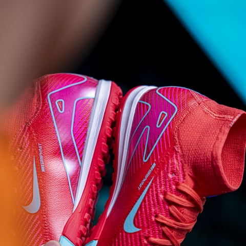 Giày Bóng Đá Trẻ Em Nike Mercurial Superfly 10 Elite Đỏ Hồng Vạch Xanh Ngọc Cổ Cao TF