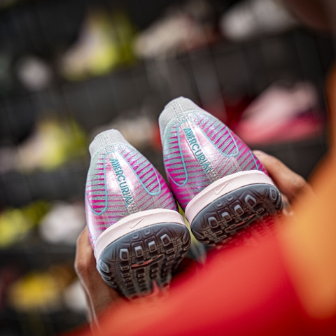 Giày Bóng Đá Nike Mercurial Vapor 16 Elite Xám Xanh Vạch Hồng Cổ Lửng TF