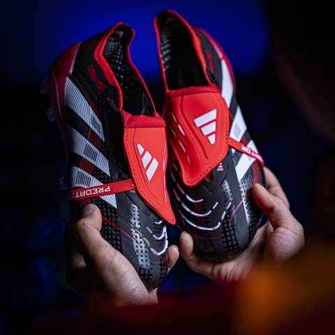 Giày Bóng Đá Trẻ Em Adidas Predator 25 Elite Tongue Đen Đỏ Vạch Trắng HQ FG