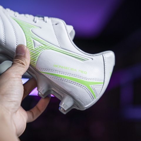 GIÀY BÓNG ĐÁ MIZUNO MONARCIDA NEO III SELECT FG - P1GA252537 - TRẮNG/XANH LÁ