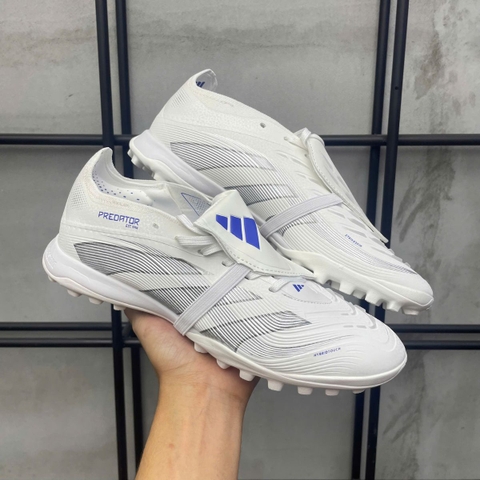 Giày Bóng Đá Trẻ Em Adidas Predator 25 Elite Lưỡi Gà Gập Dây Chun Trắng Vạch Xám TF