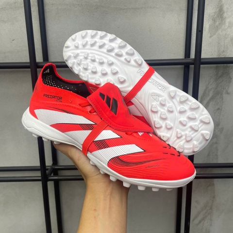 Giày Bóng Đá Trẻ Em Adidas Predator 25 Elite Lưỡi Gà Gập Dây Chun Đỏ Vạch Trắng TF