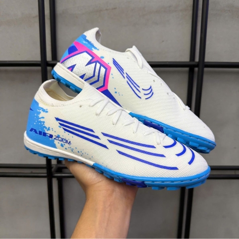Giày Bóng Đá Winbro Mercurial Vapor 16 Elite Vải Dệt TF - Trắng Gót Xanh Biển