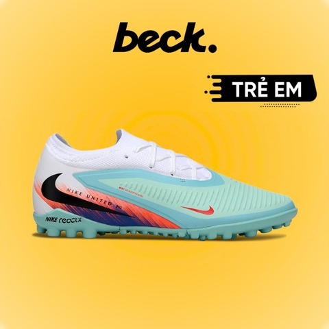 Giày Bóng Đá Trẻ Em Nike Phantom 6 Pro United Xanh Ngọc Gót Cam Cổ Lửng TF