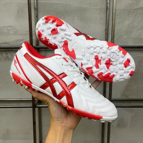 Giày Bóng Đá VN Asics C3 Da Nhăn TF - Trắng Đỏ