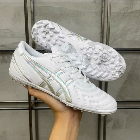 Giày Bóng Đá VN Asics C3 Da Nhăn TF - Trắng Bạc