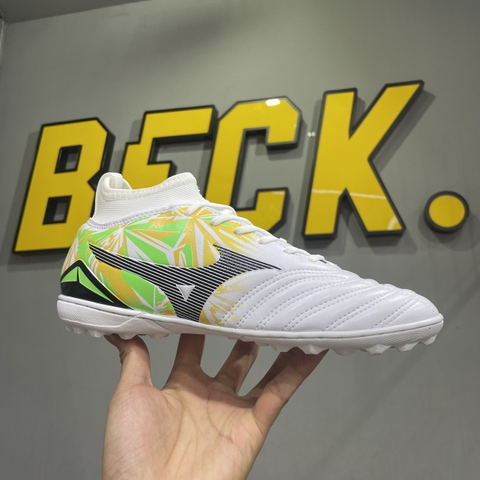 Giày Bóng Đá VN Mizuno Neo 4 Elite Đệm Eva Trắng Xanh Lá Cổ Cao TF