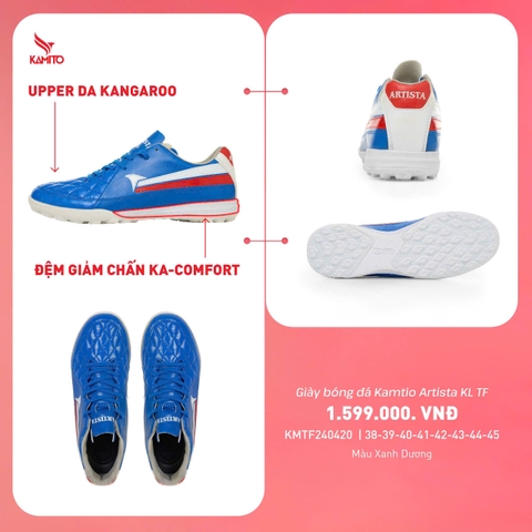 Giày Bóng Đá Kamito Artista KL PRO Đế Đệm Da Kangaroo TF - Xanh Dương