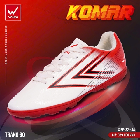 Giày Bóng Đá Trẻ Em Wika Komar Trắng Đỏ TF