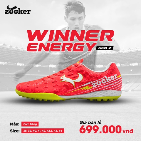 Giày Bóng Đá Zocker Winner Energy TF Gen 2 - Cam Trắng