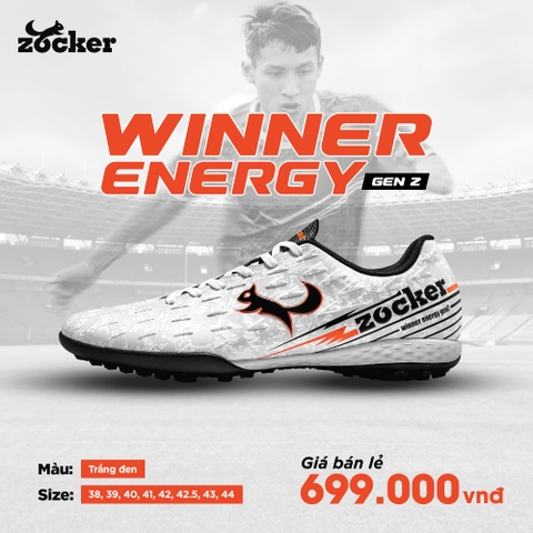 Giày Bóng Đá Zocker Winner Energy TF Gen 2 - Cam Trắng